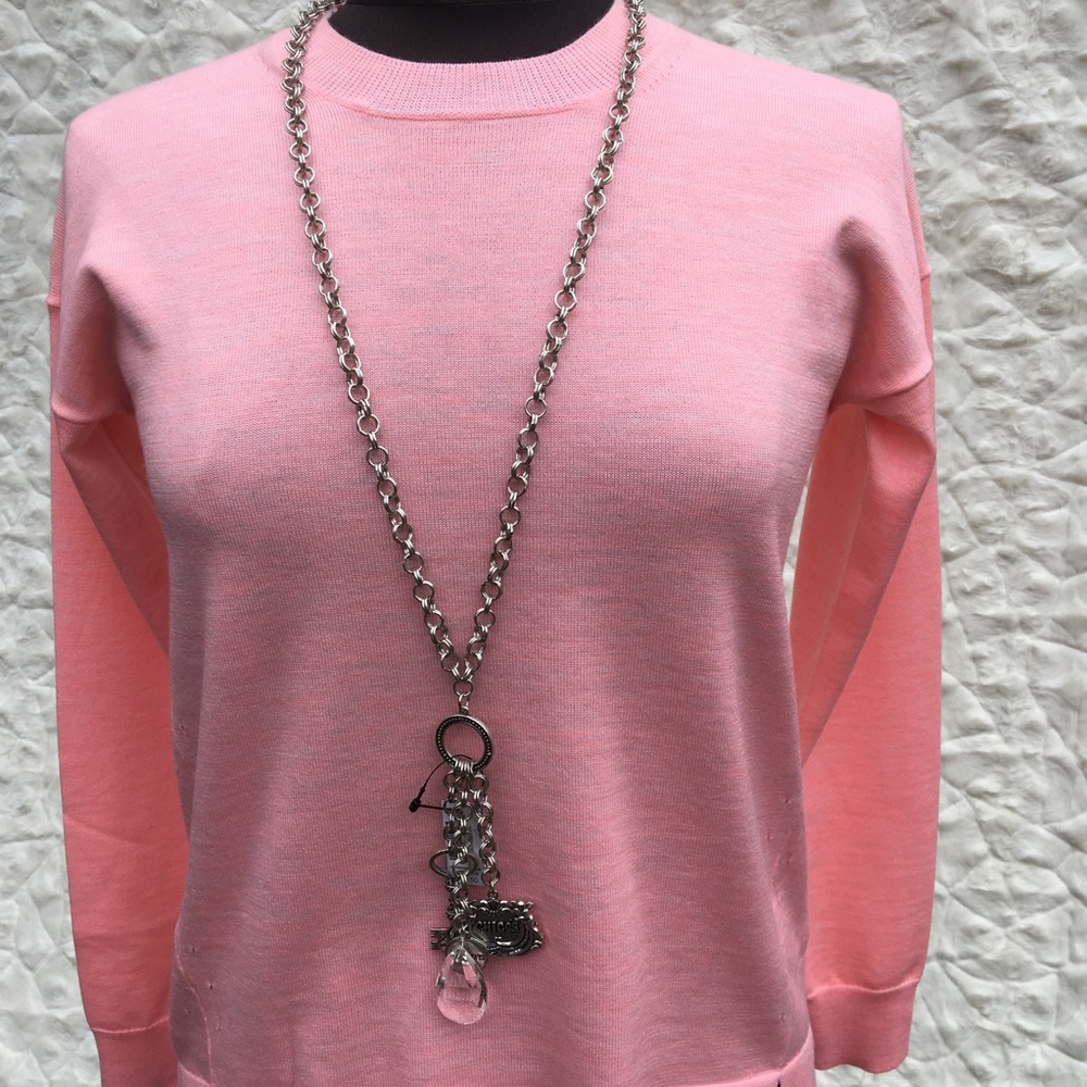 XL silver tone chain necklace.